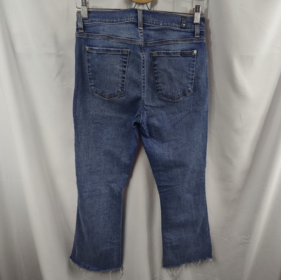 7 For All Mankind High Rise Raw Hem Boot Cut Jeans Sz 28 - Picture 5 of 13